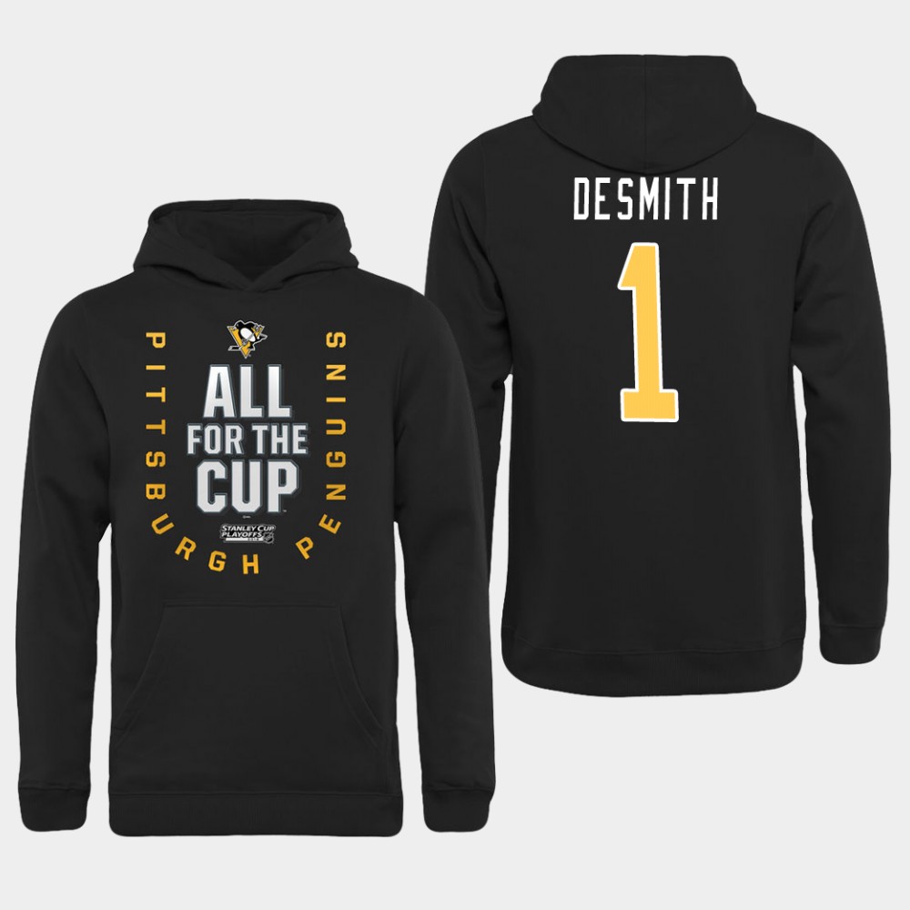 Men NHL Pittsburgh Penguins 1 Desmith black All for the Cup Hoodie
